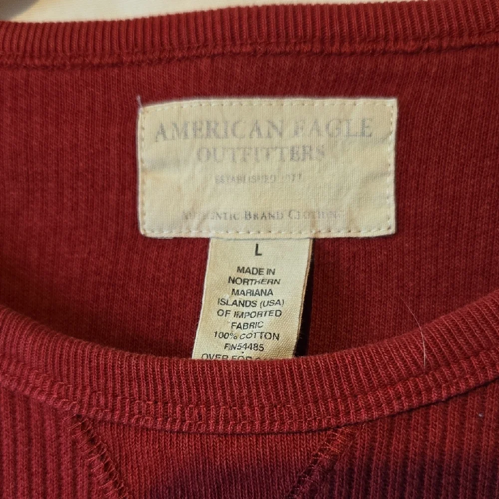 American Eagle Outfitters Vintage Y2KMens Red Ribbed Crewneck Sweater Size Large